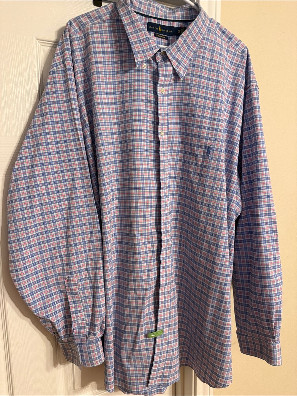 Ralph Lauren Pink and Blue Check Button-Down Dress Shirt